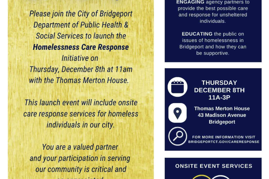 Homelessness Care Response Launch on December 8th, 11am - 3pm at the Thomas Merton House