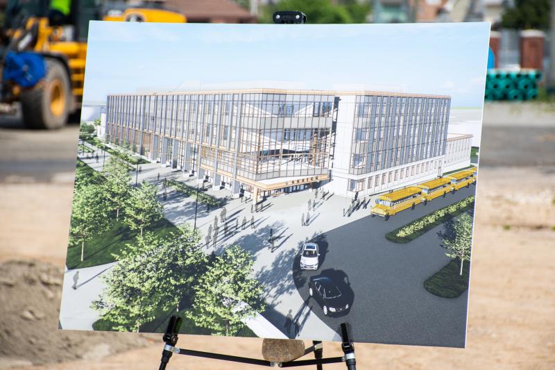 Photo of rendering for the new construction of Bassick High School in Bridgeport