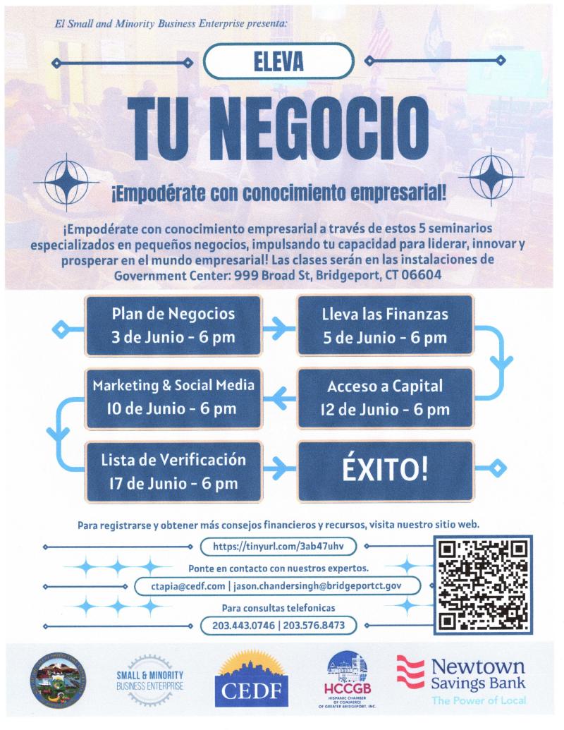 Eleva Tu Negocio flyer for event for small businesses